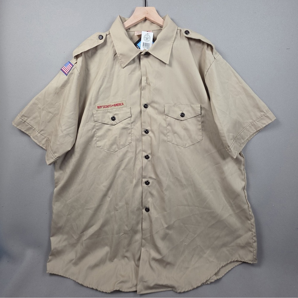 Boy Scouts Of America Official Uniform Shirt Mens 2XL Khaki Short Sleeve USA NWT